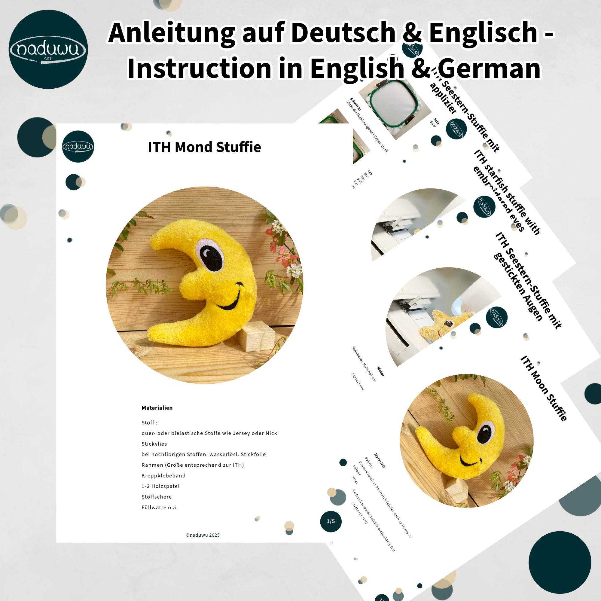 Stickdatei Mond und Stern ITH Bundle für 13x18 Rahmen - Sewando