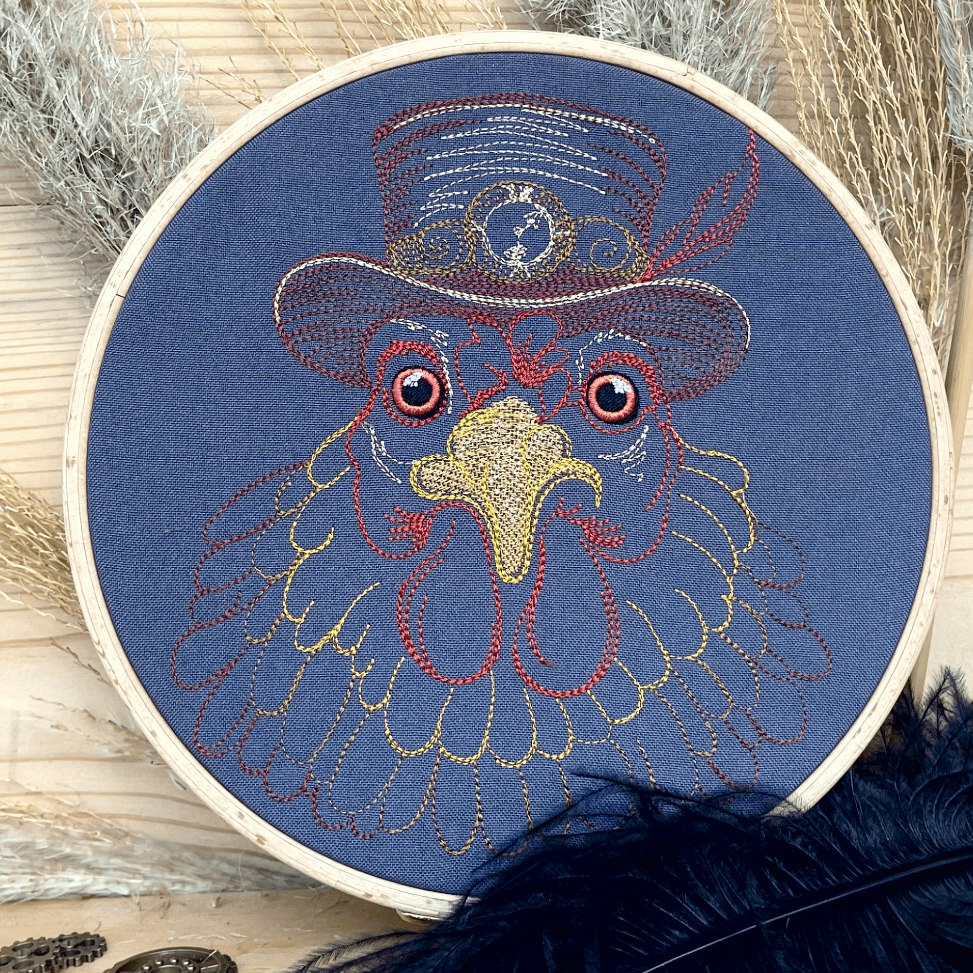 Stickdatei Steampunk Huhn Set 6 Größen - Sewando
