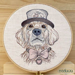 Stickdatei Hund Steampunk Set 7 Größen, Steampunkhund Scribble ab 6x7, Stickdesign Hund mit Fliege und Zylinder - Sewando
