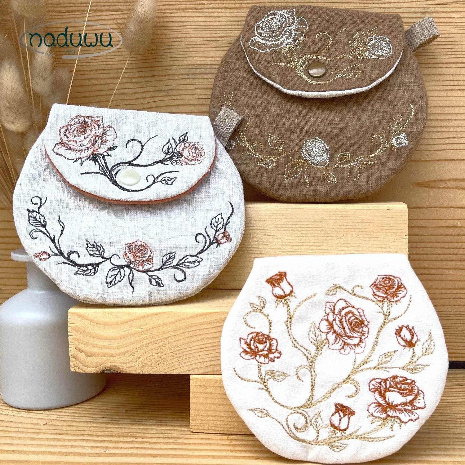 Stickdatei Round Rosi Bag Set mit 3 Größen, ITH runde Tasche - Sewando