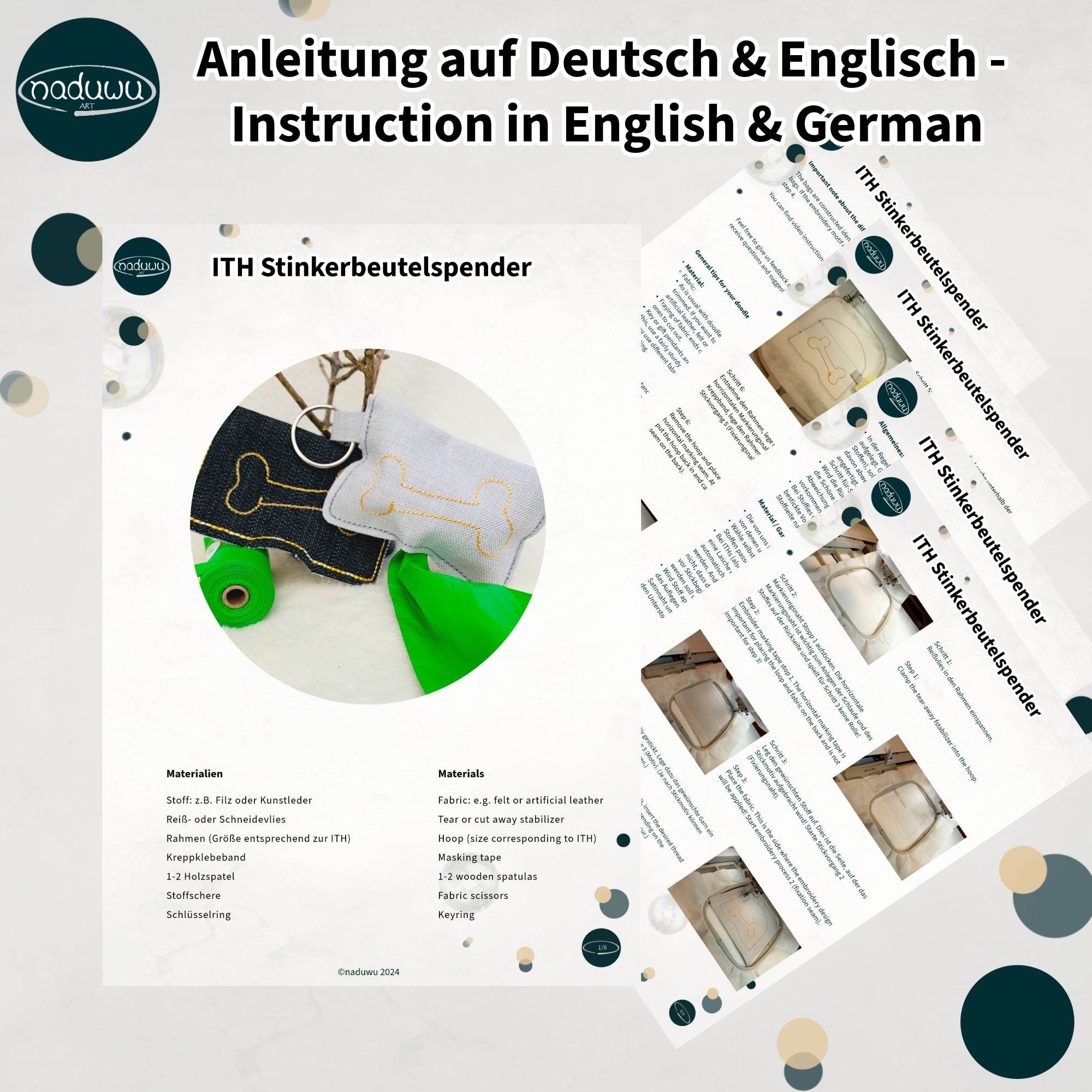 ITH Stickdatei Hundekotbeutelspender 10 Versionen für 10x10 Rahmen - Sewando