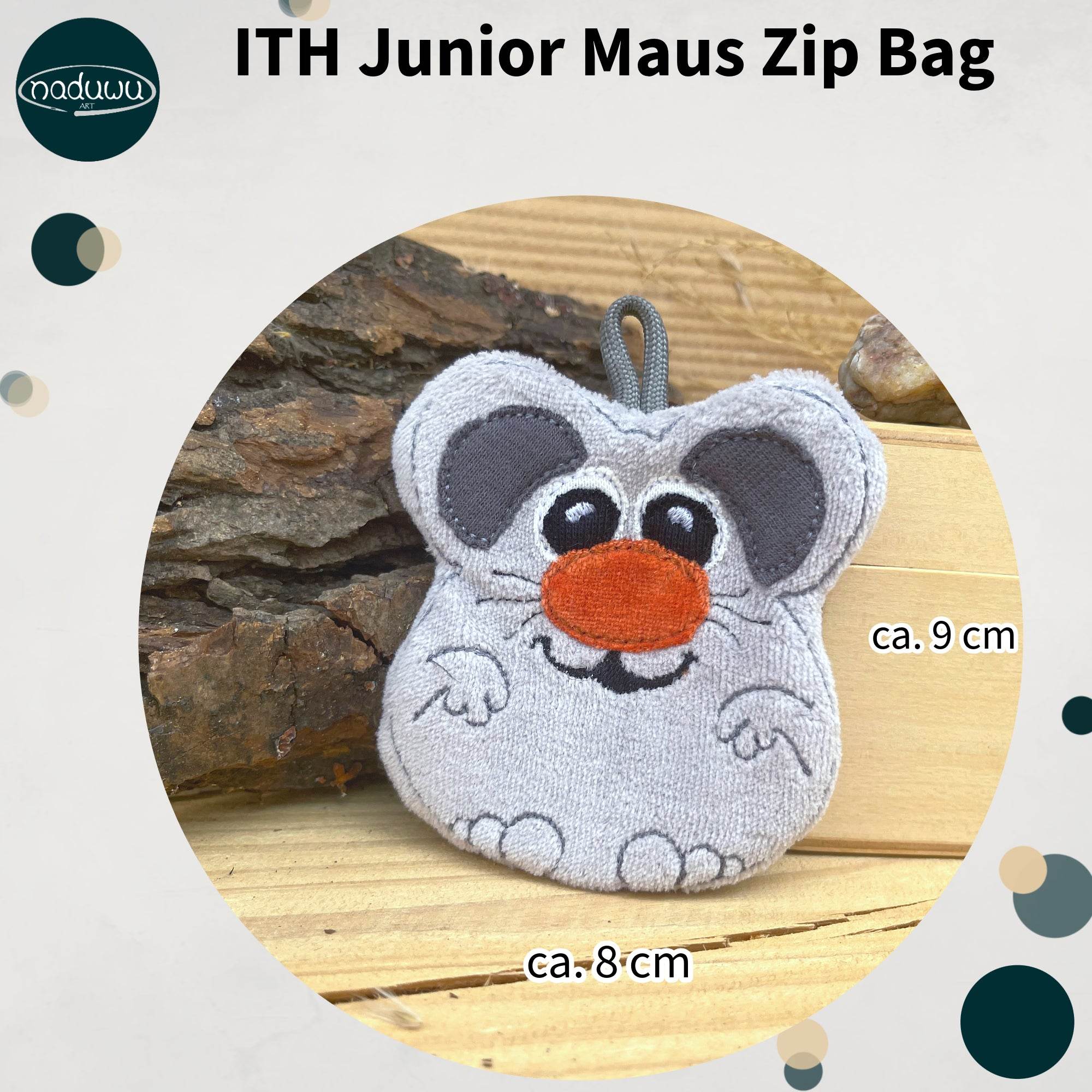 Stickdatei Maus Tasche für 10x10 Rahmen mit Reißverschluss, Zip Bag - Sewando