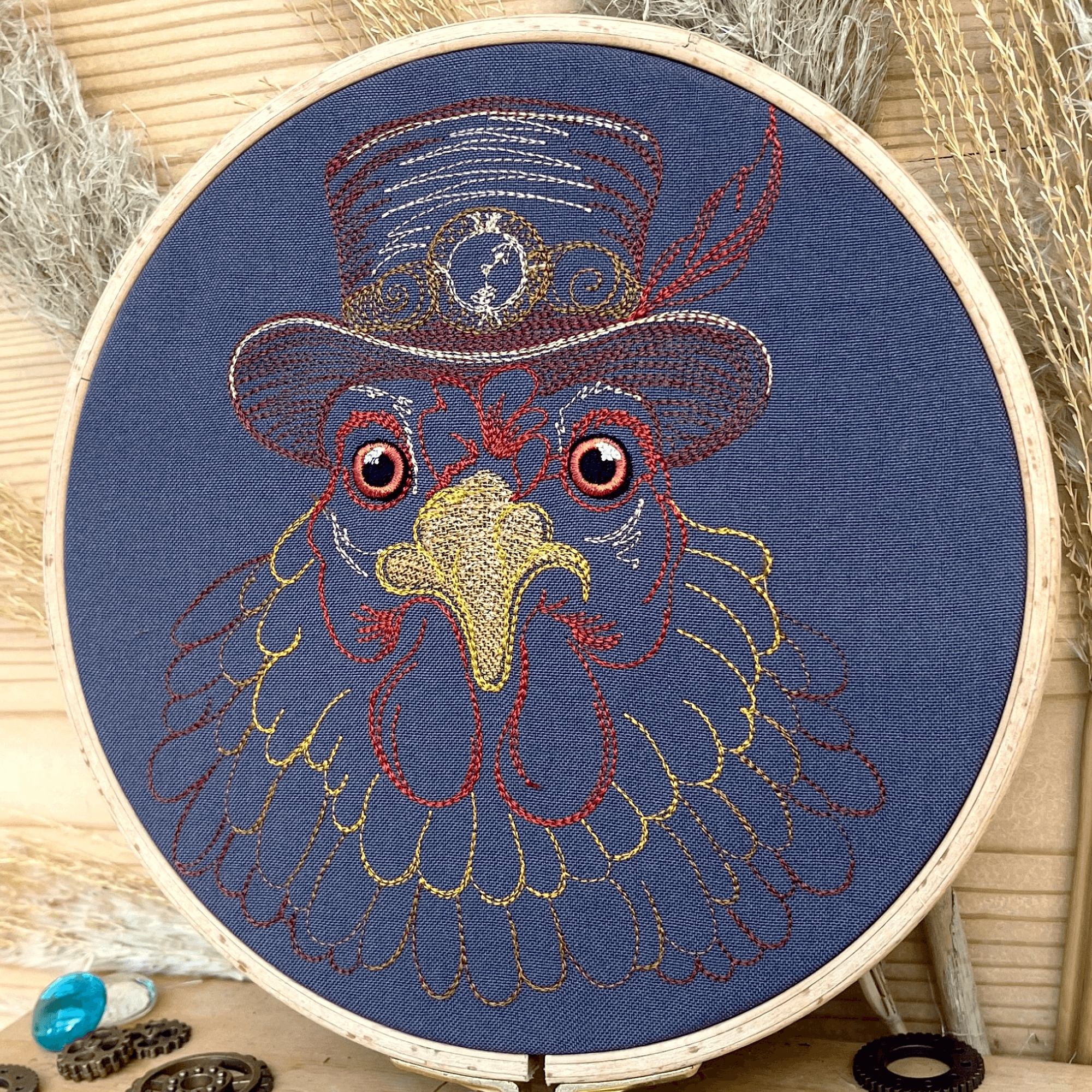 Stickdatei Steampunk Huhn Set 6 Größen - Sewando