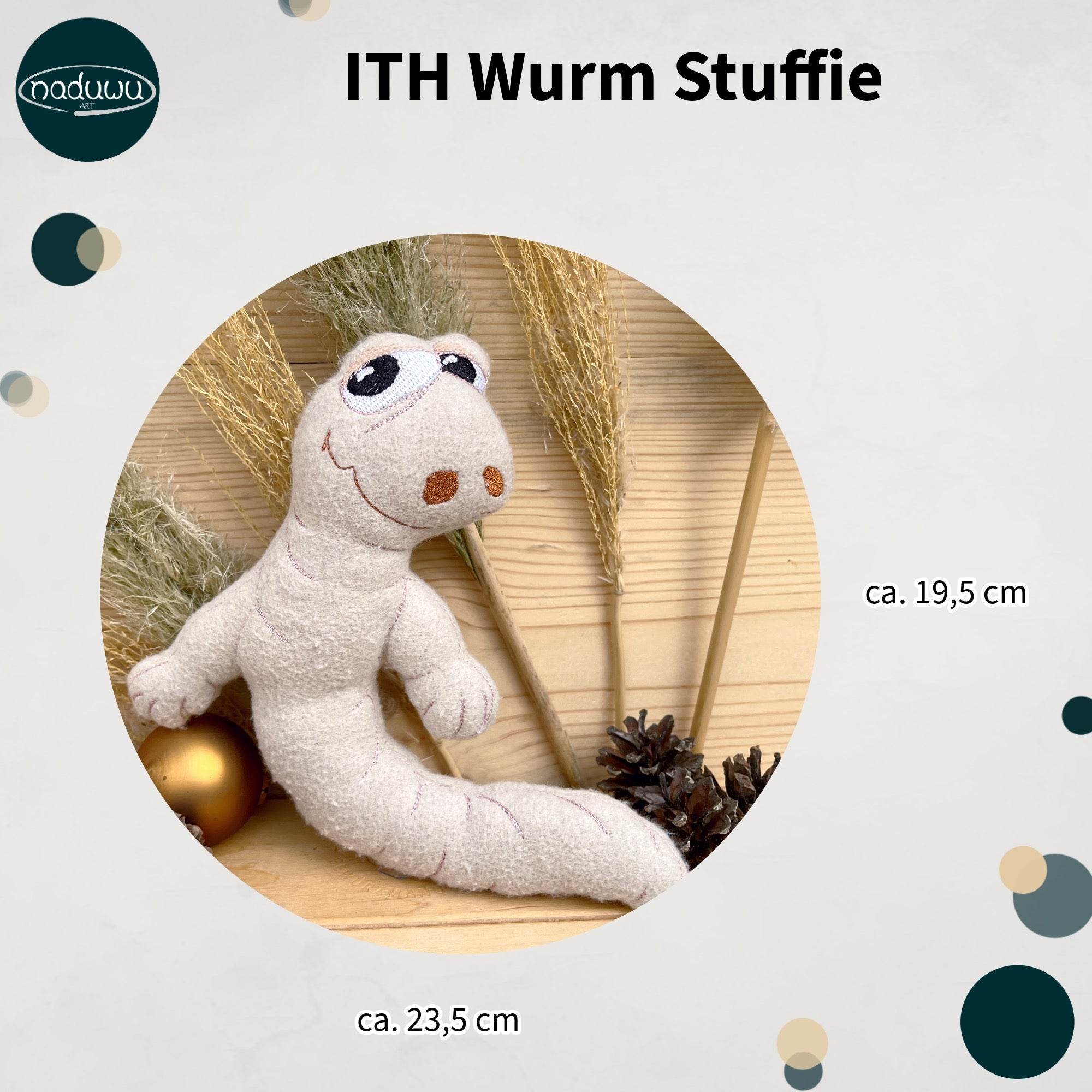 Stickdatei Kuscheltier Wurm 20x24 cm, ITH Plüschtier - Sewando