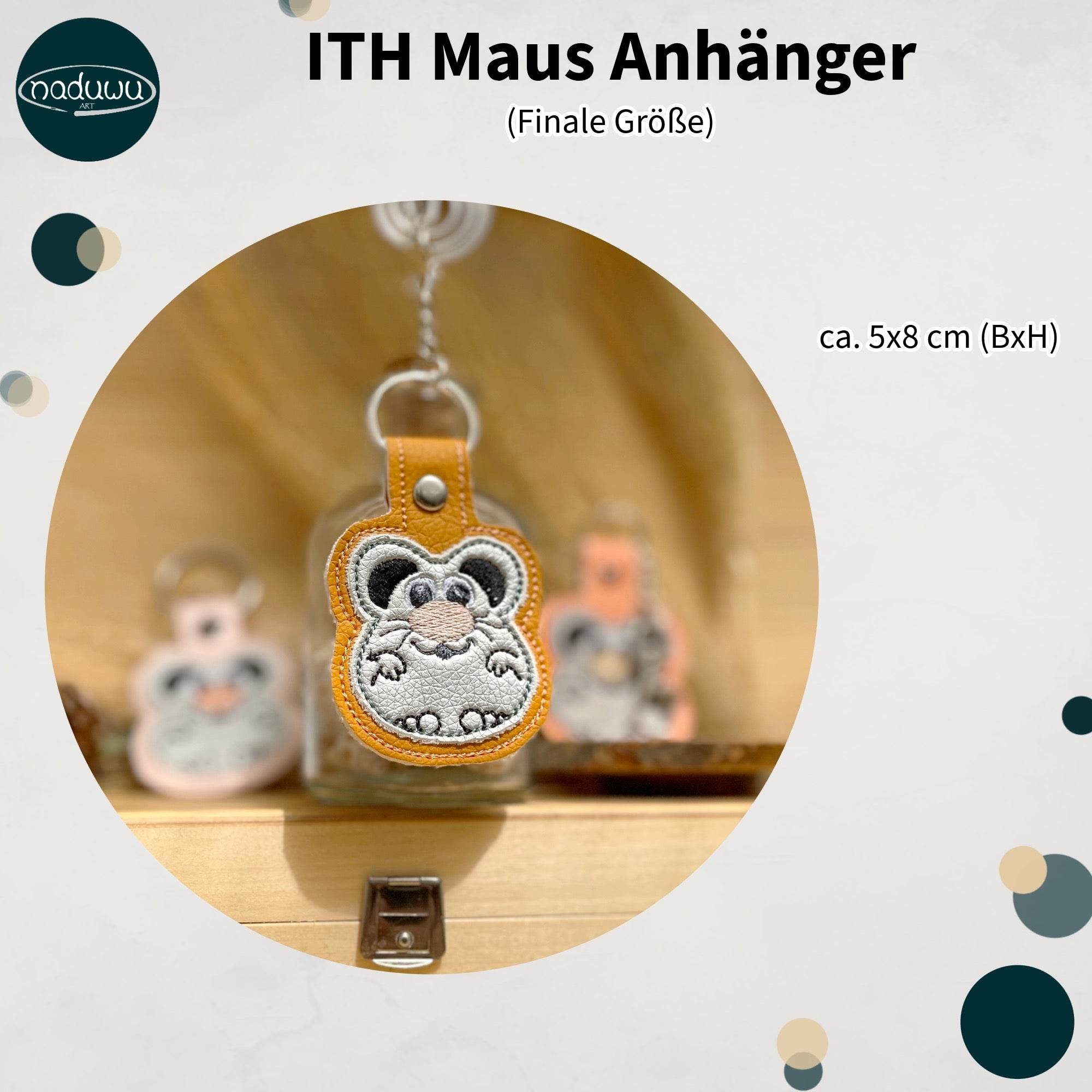 Stickdatei Maus Anhänger, ITH Schlüsselanhänger - Sewando