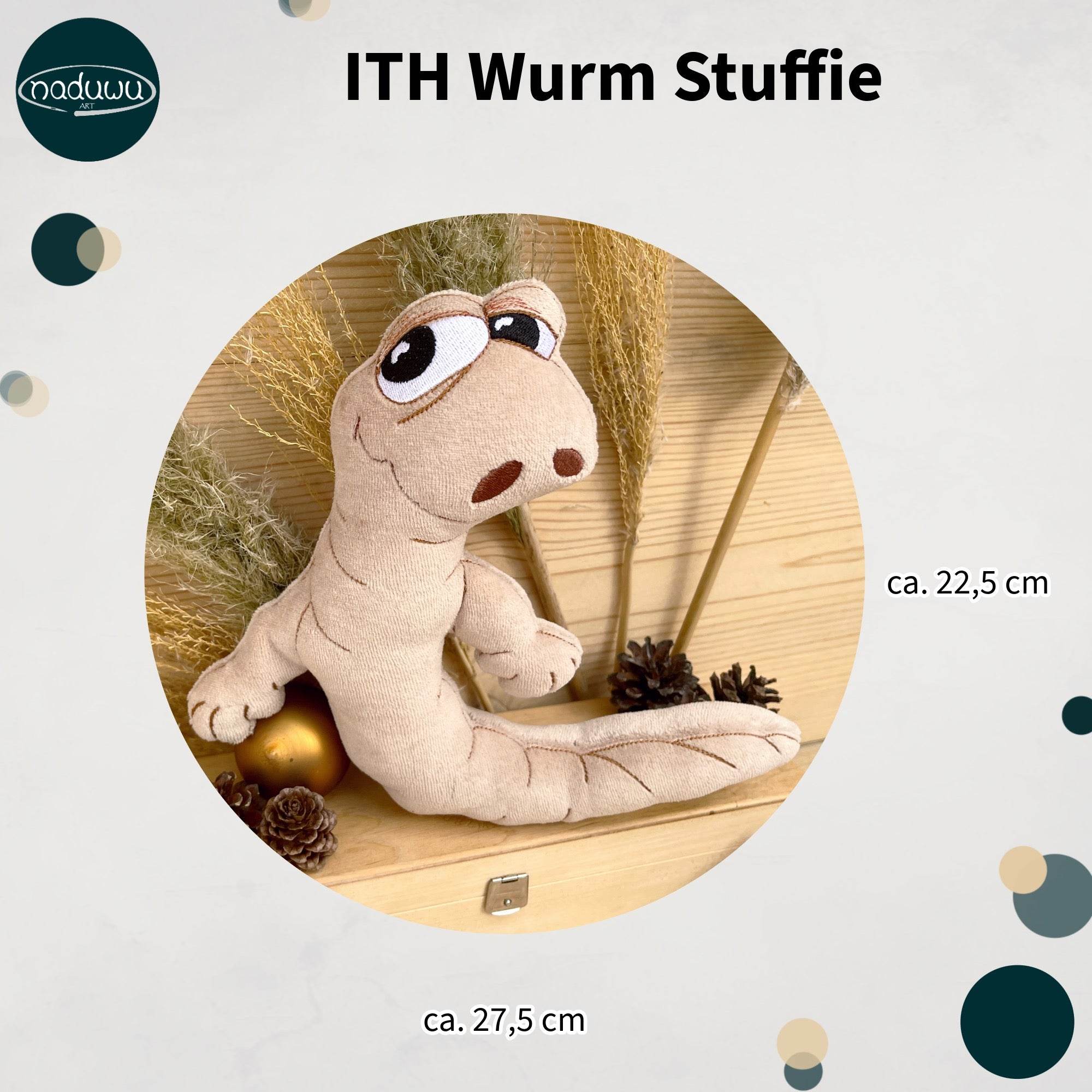 ITH Stickdatei Wurm 24x29, Kuscheltier XXL Stickdesign - Sewando