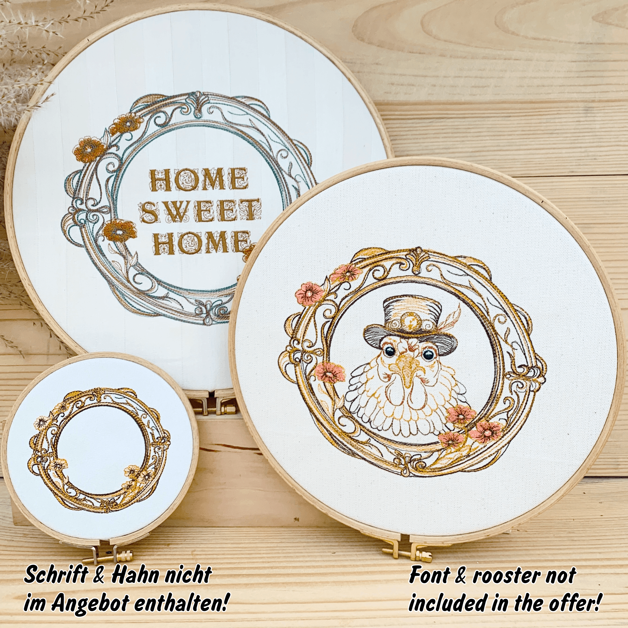 Stickdatei Blumen als Rahmen, Set mit 6 Größen ab 10x10 - Sewando