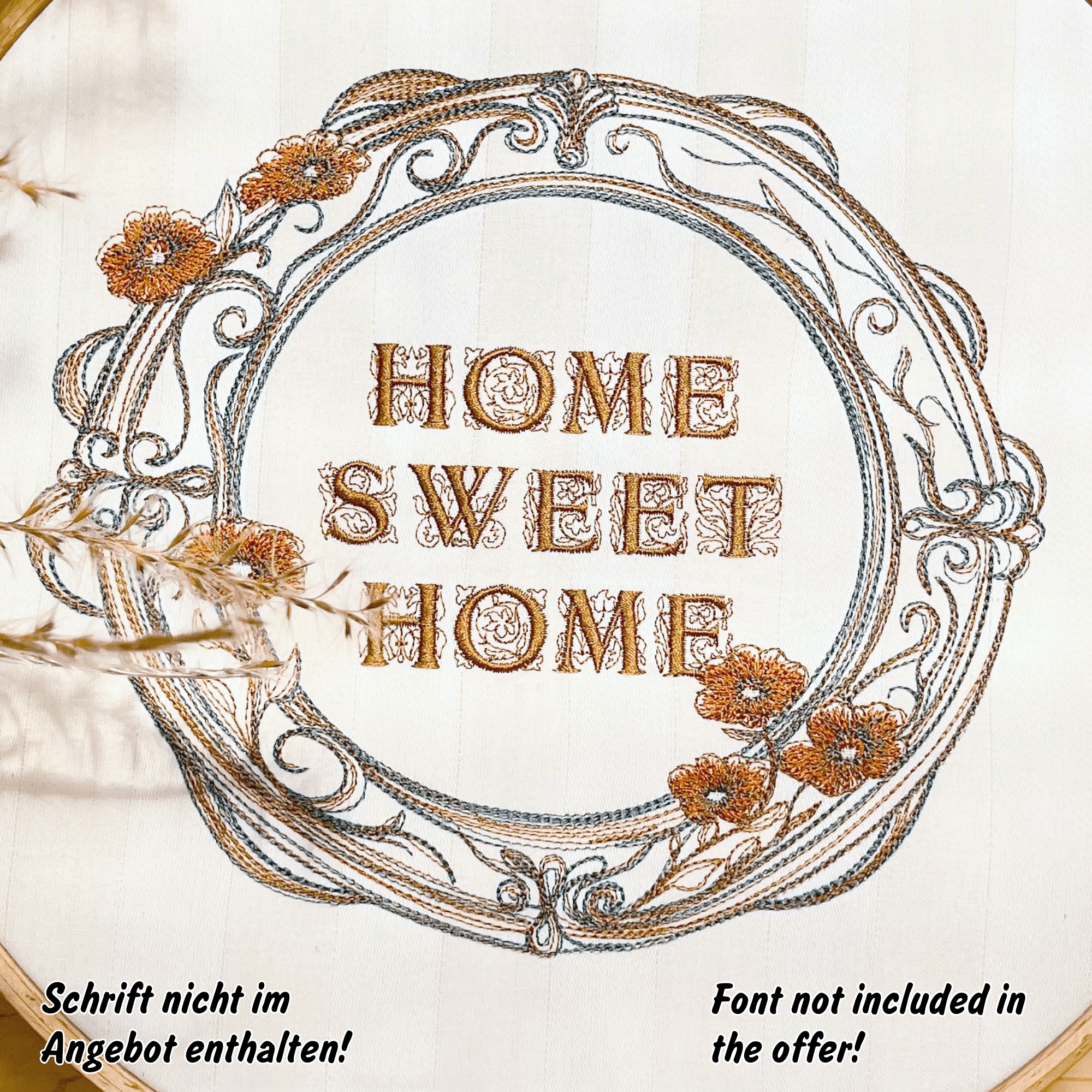 Stickdatei Blumen als Rahmen, Set mit 6 Größen ab 10x10 - Sewando