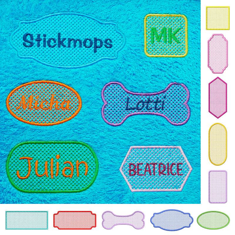 Stickdatei Set XXL Handtuchlabels Knockdown Stitch Hintergründe für Handtücher - Sewando