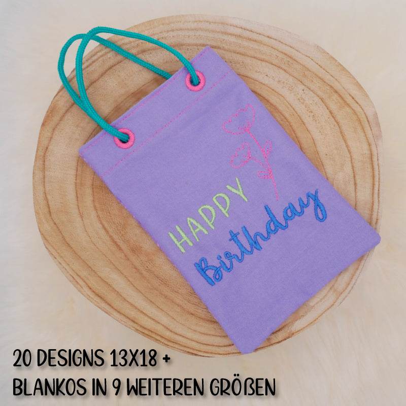 Stickdatei Set ITH Geschenkbeutel zu Geburtstag, Weihnachten, Ostern oder als Dankeschön! - Sewando