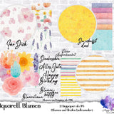 Plotterdatei Digiset Aquarell Blume, elegantes und schlichtes Blumenset - Sewando