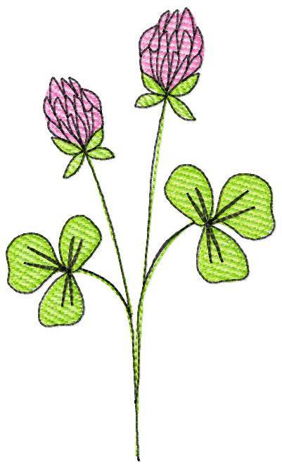 Stickdatei Klee Wiesenklee in vier Größen, Sommer, Frühling, Wildblumen, Wiese, Garten - Sewando