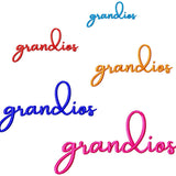 Stickdatei "grandios" - Wort in fünf Größen
