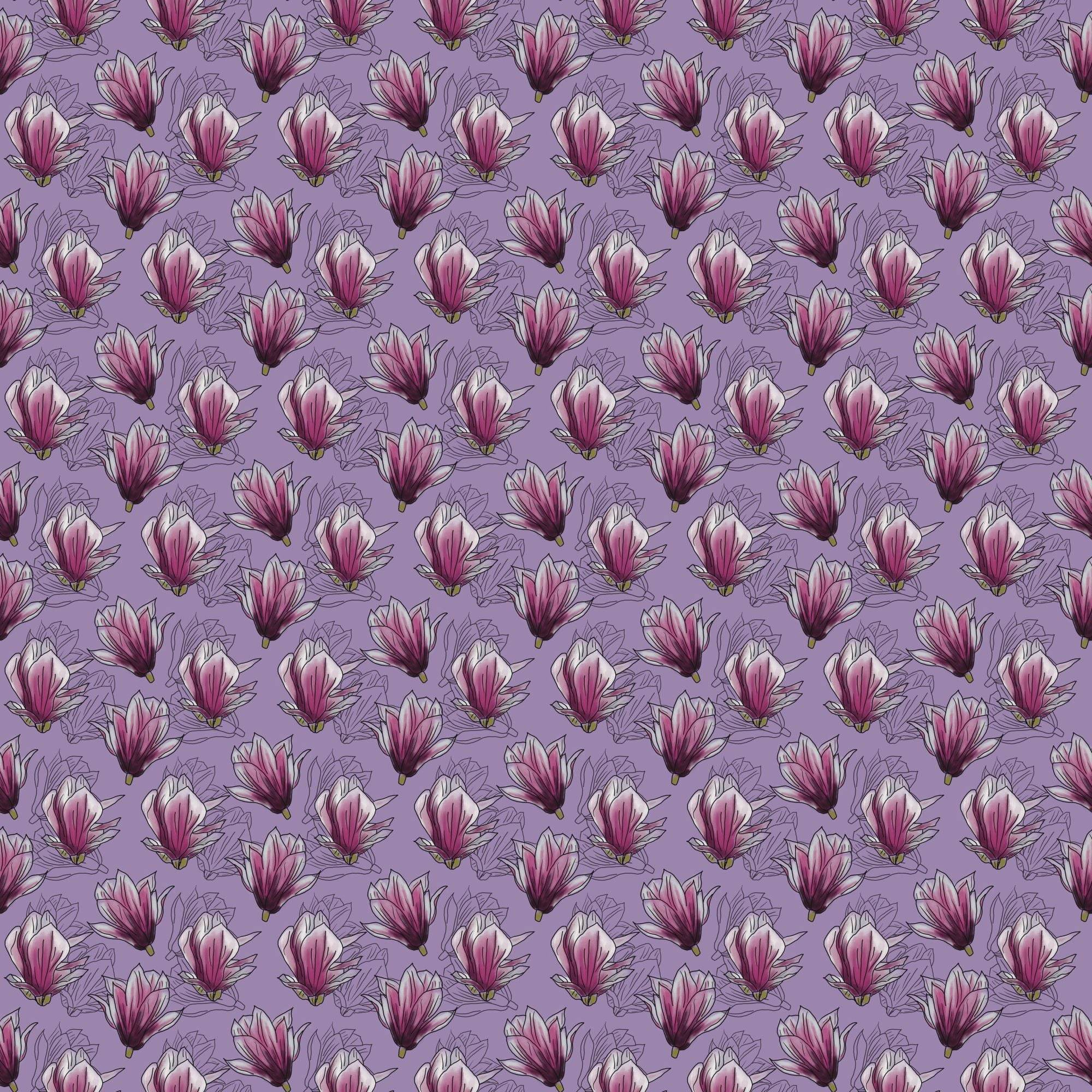 Stoffdesign Magnolien auf lila - Sewando