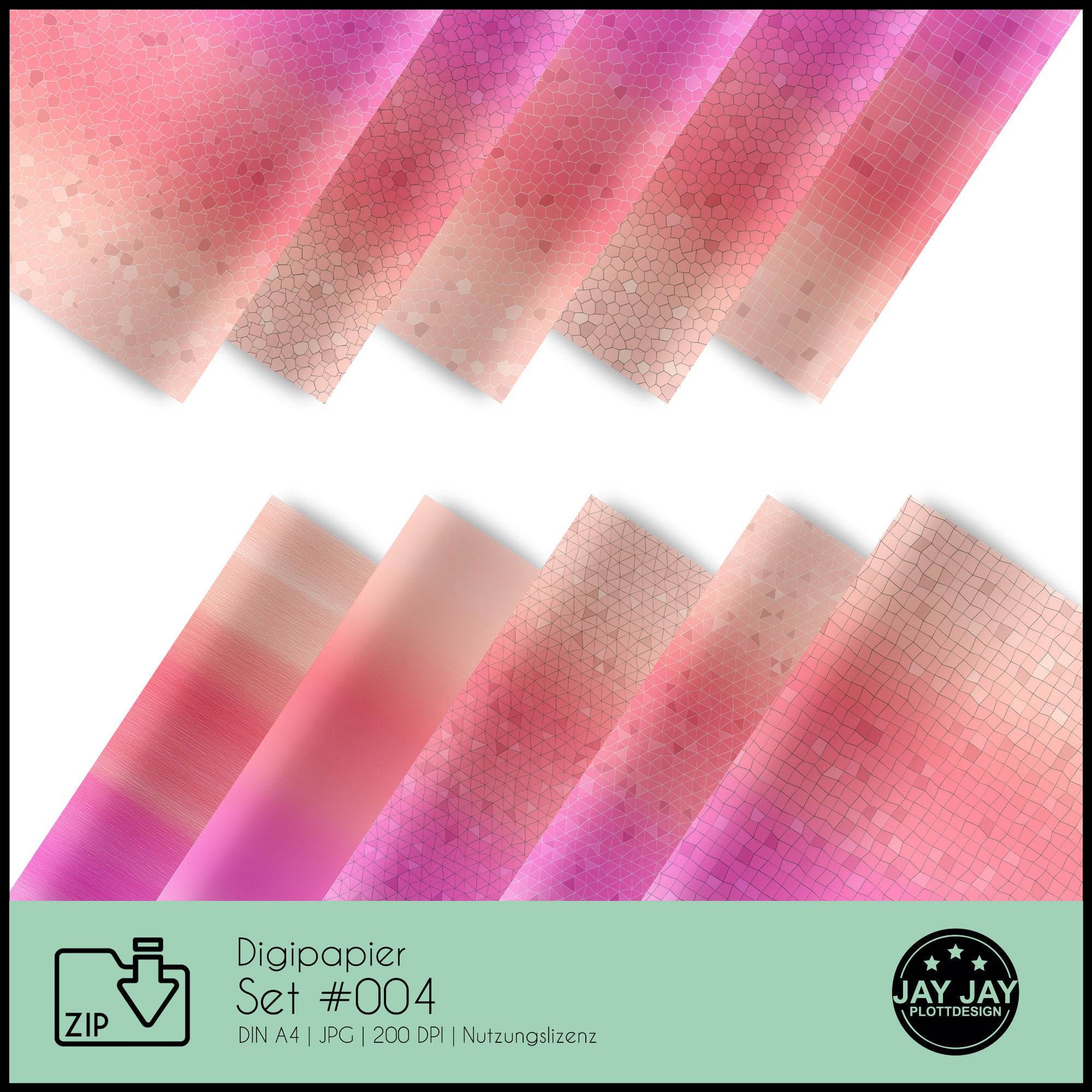 Digipapier-Set #004 (pink, orange) zum drucken, sublimieren und basteln - Sewando