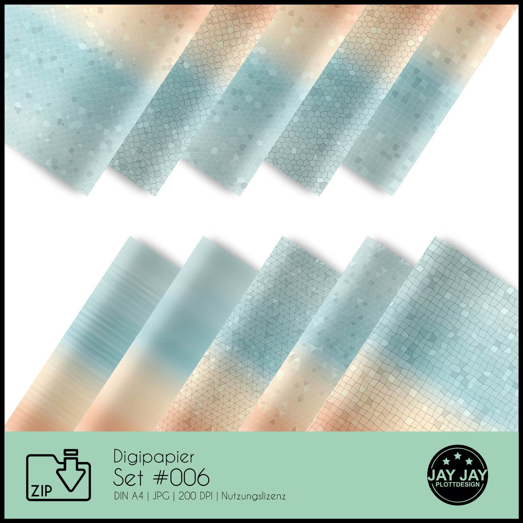 Digipapier-Set #006 (blau, beige) zum drucken, sublimieren und basteln - Sewando