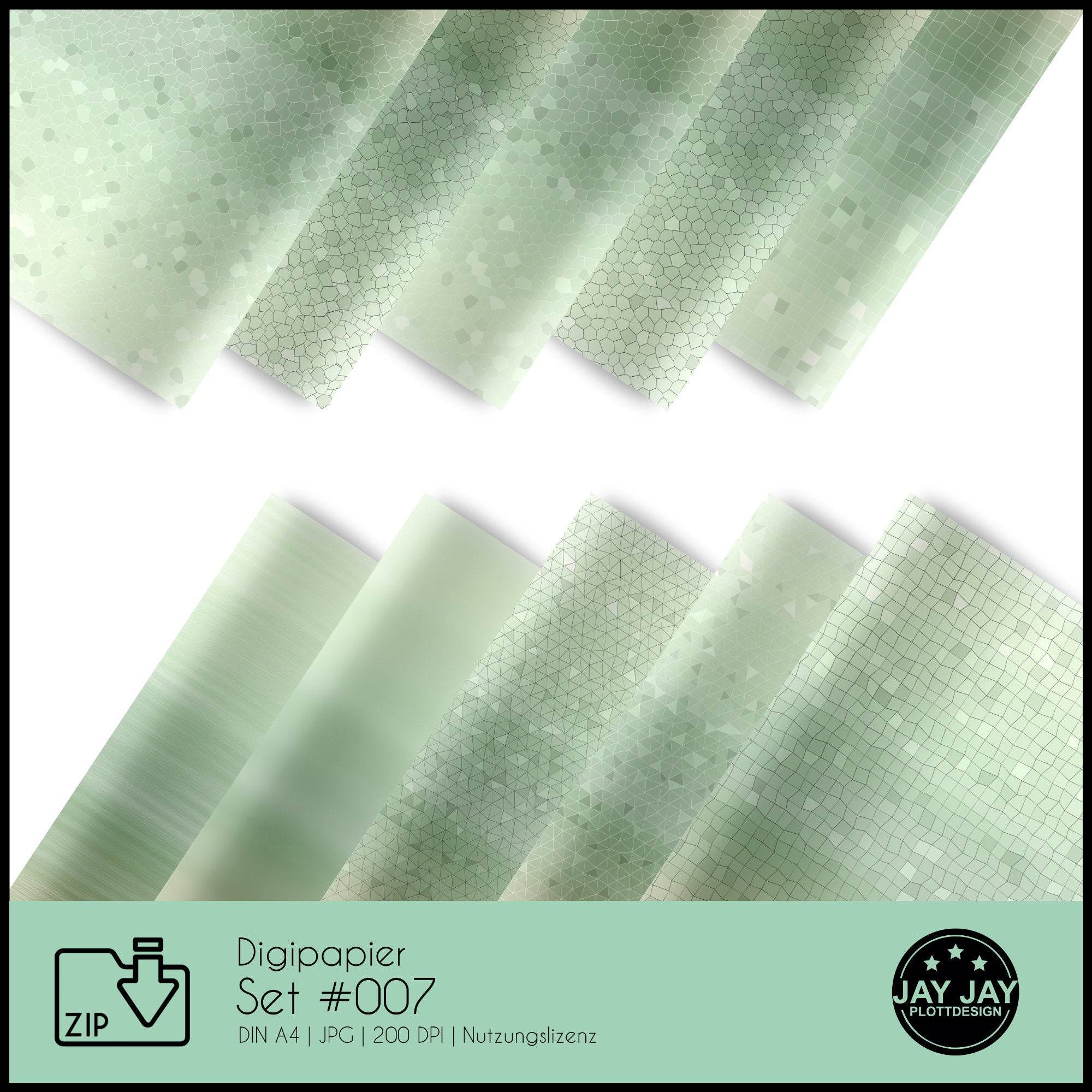 Digipapier-Set #007 (grün) zum drucken, sublimieren und basteln - Sewando