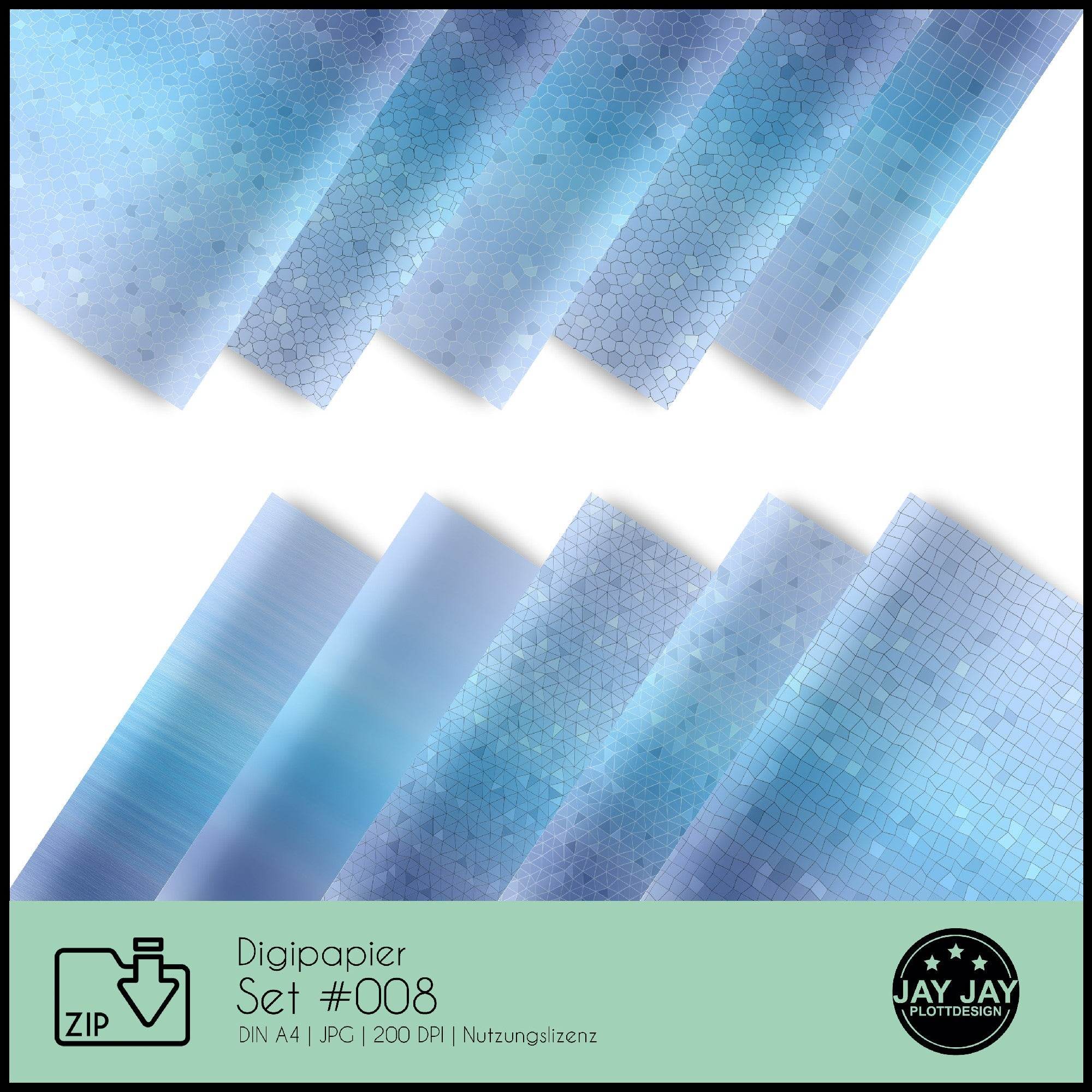 Digipapier-Set #008 (blau) zum drucken, sublimieren und basteln - Sewando