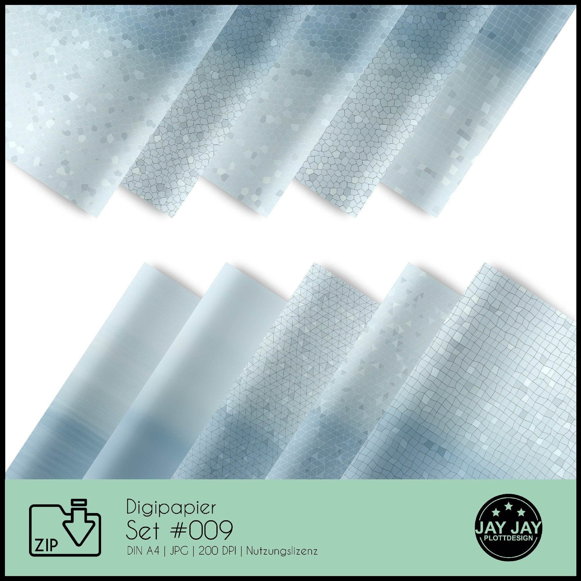 Digipapier-Set #009 (wasserblau) zum drucken, sublimieren und basteln - Sewando