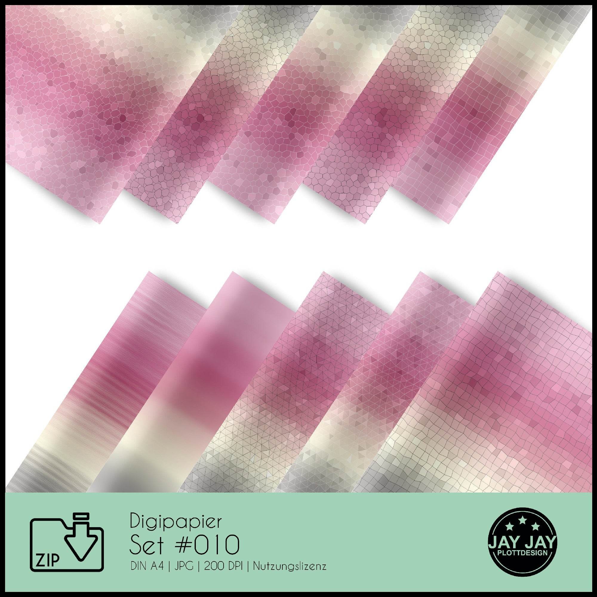 Digipapier-Set #010 (altrosa, beige, grau) zum drucken, sublimieren und basteln - Sewando