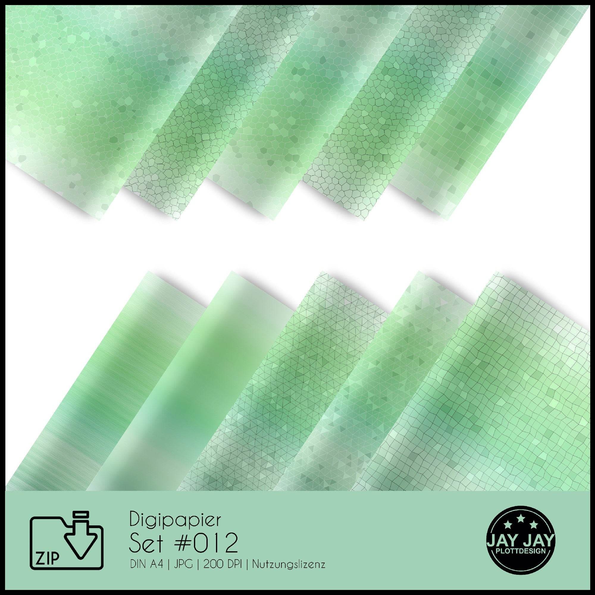 Digipapier-Set #012 (grün) zum drucken, sublimieren und basteln - Sewando