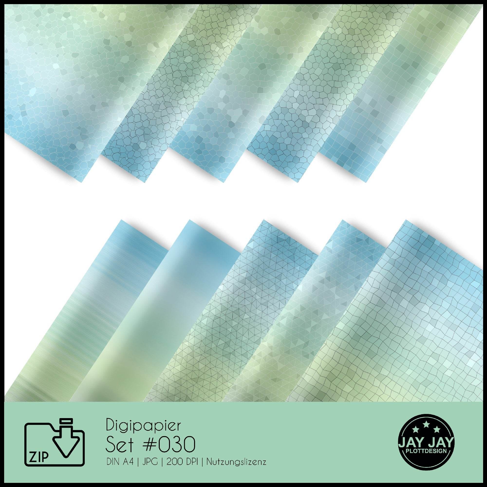 Digipapier-Set #030 (himmelblau, grasgrün) zum drucken, sublimieren und basteln - Sewando