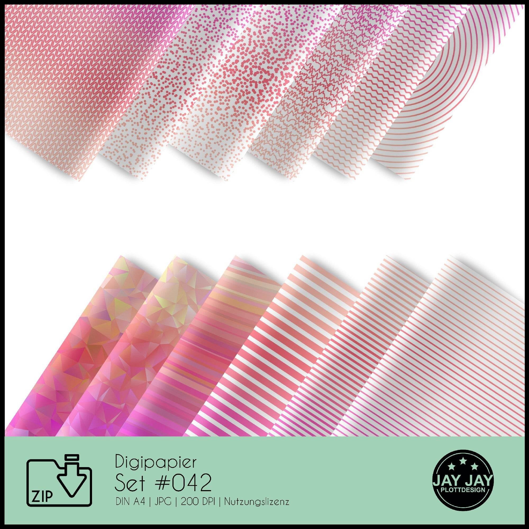 Digipapier-Set #042 (orange, pink) zum drucken, sublimieren und basteln - Sewando