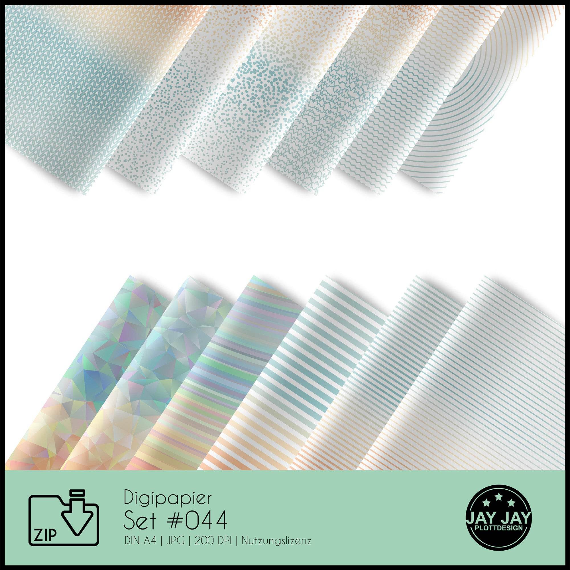 Digipapier-Set #044 (blau, beige) zum drucken, sublimieren und basteln - Sewando
