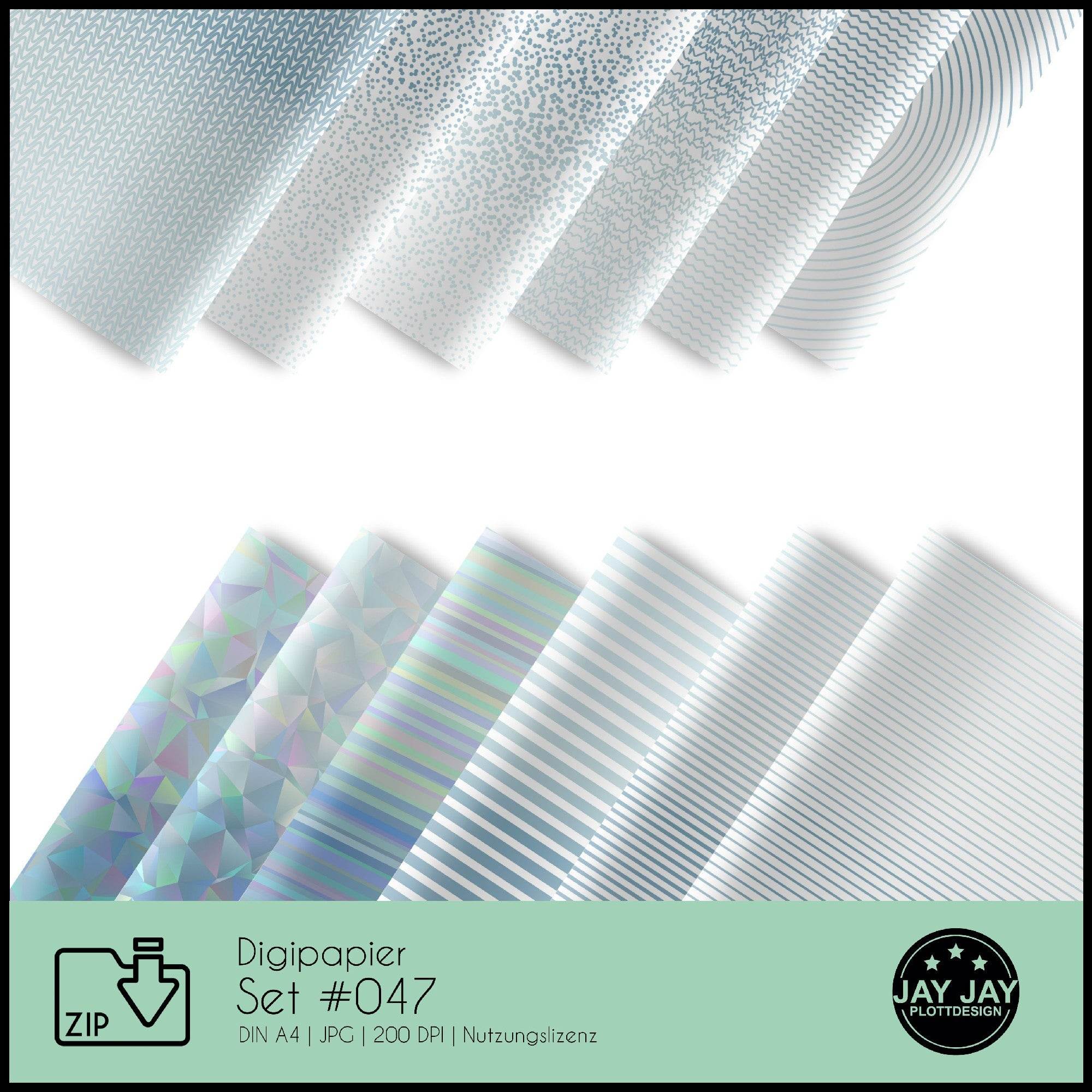 Digipapier-Set #047 (wasserblau) zum drucken, sublimieren und basteln - Sewando