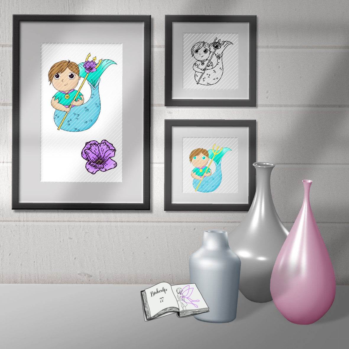 Plotterdatei Wassermann mit Anemone Sublimation, Digistamp, Digipaper ! - Sewando