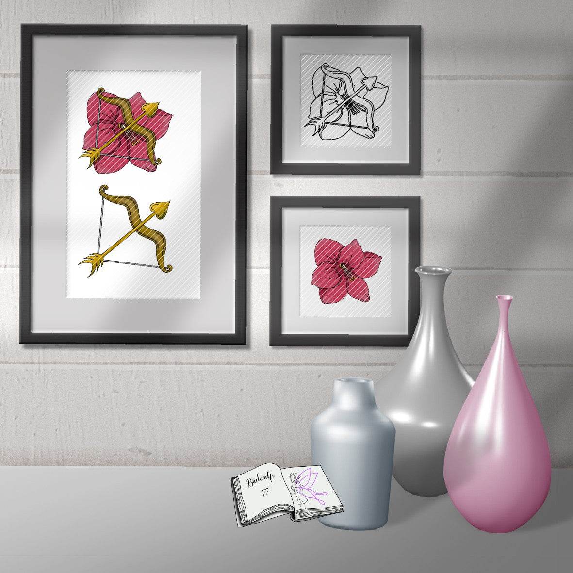 Plotterdatei Schütze mit Amaryllis Sublimation, Digistamp, Digipaper ! - Sewando