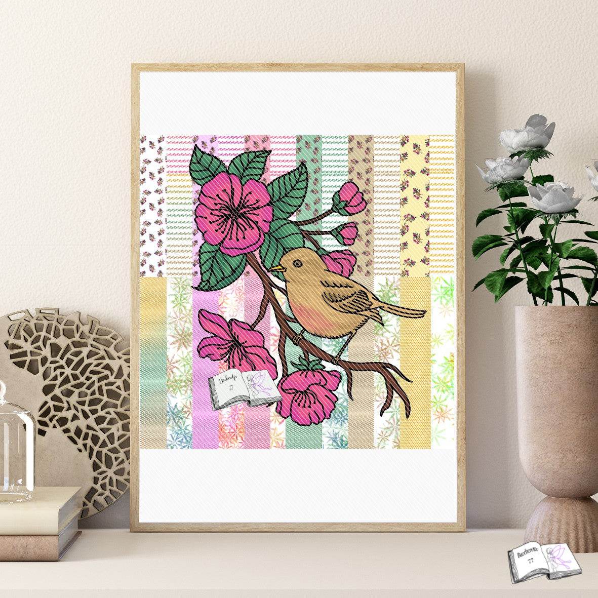 Digiset Ast mit Vogel Plotten, Sublimation, Drucken, Digistamp - Sewando