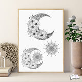 Digiset Mandala Mond mit Mohn, Digipapier, Digistamp