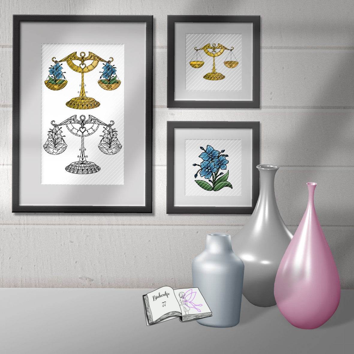 Plotterdatei Waage mit Orchidee Digiset, Sublimation, Druck, Basteln - Sewando