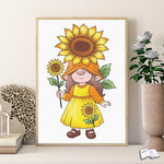 Plotterdatei Sonnenblumen Wichtel Gerda Sublimation, Digistamp, Digipaper ! - Sewando
