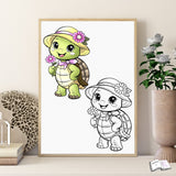 Digistamp Schildkröte Flora Sublimation, Plotterdatei, Digipaper