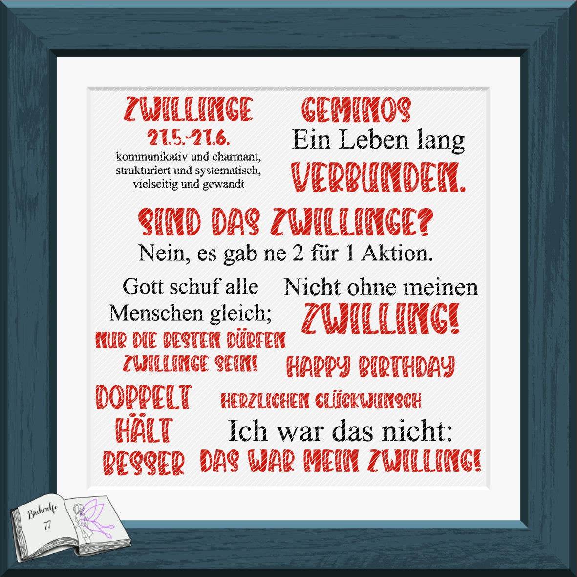 Plotterdatei Zwillinge mit Pfingstrose, Sublimation, Digistamp, Digipaper - Sewando