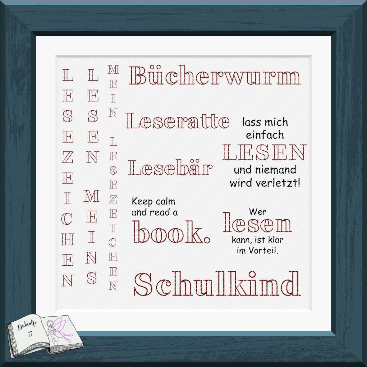 Digiset Bücherwurm Plotterdatei, Sublimation, Digistamp, Digipaper - Sewando