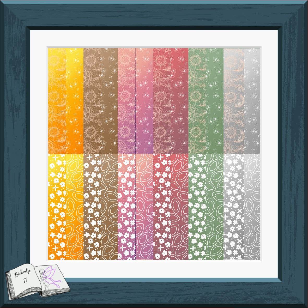 Digiset Blütenkreis, Digistamp, Digipaper, Plotterdatei, Sublimation, Druck - Sewando