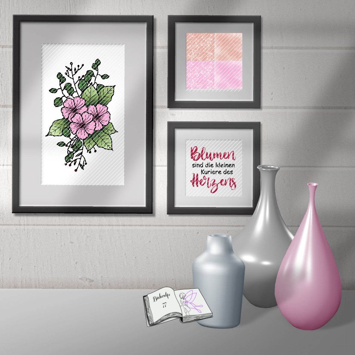 Digiset Blumen Ornament Plotten, Sublimation, Drucken, Digistamp - Sewando