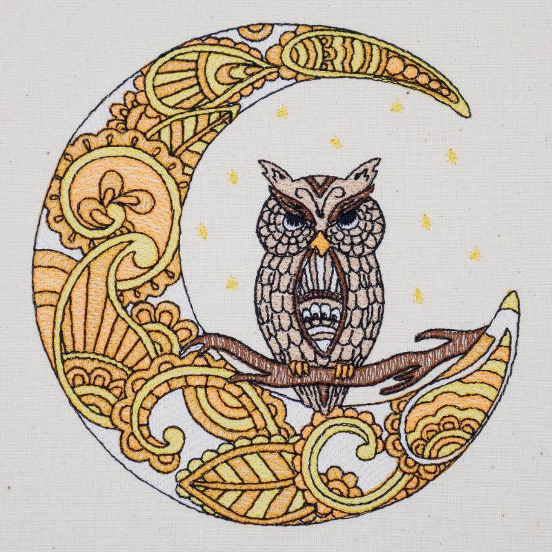 Stickdatei Magic Owl - magische Eule mit Mond im Mandalastyle - Sewando