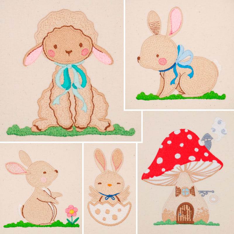 Stickdatei Set Sweet Easter Lamm Hase Pilzhaus Ostern - Sewando