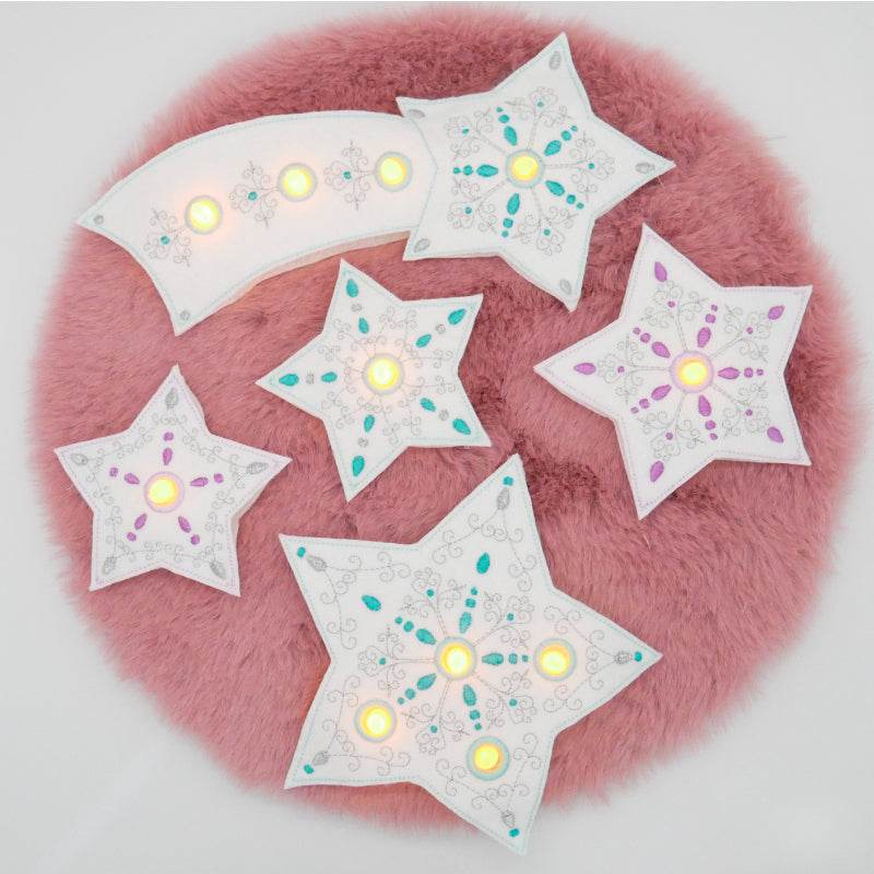 Stickdatei Set ITH Christmas Lights Adventskranz LED Winterdeko LED Sterne - Sewando