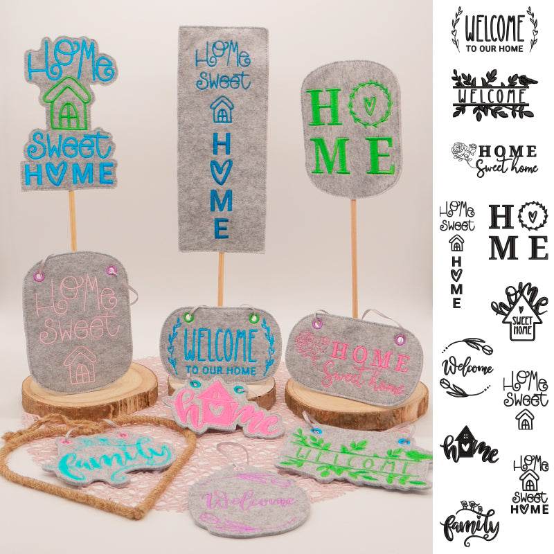 Stickdatei Set Home Deko Schriftzüge und Stabdeko - Sewando