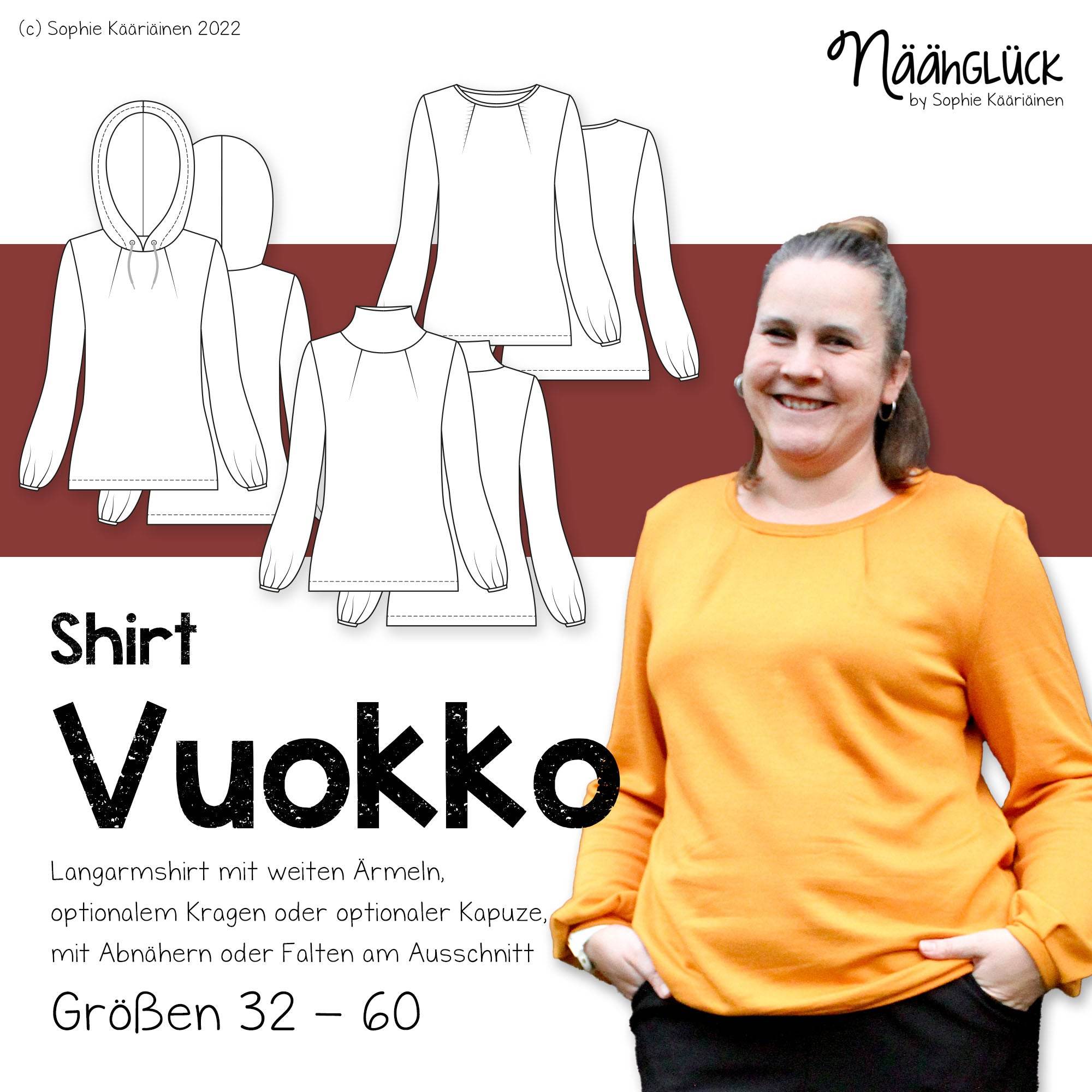 Schnittmuster Shirt Vuokko - Größen 32 - 60 - Sewando
