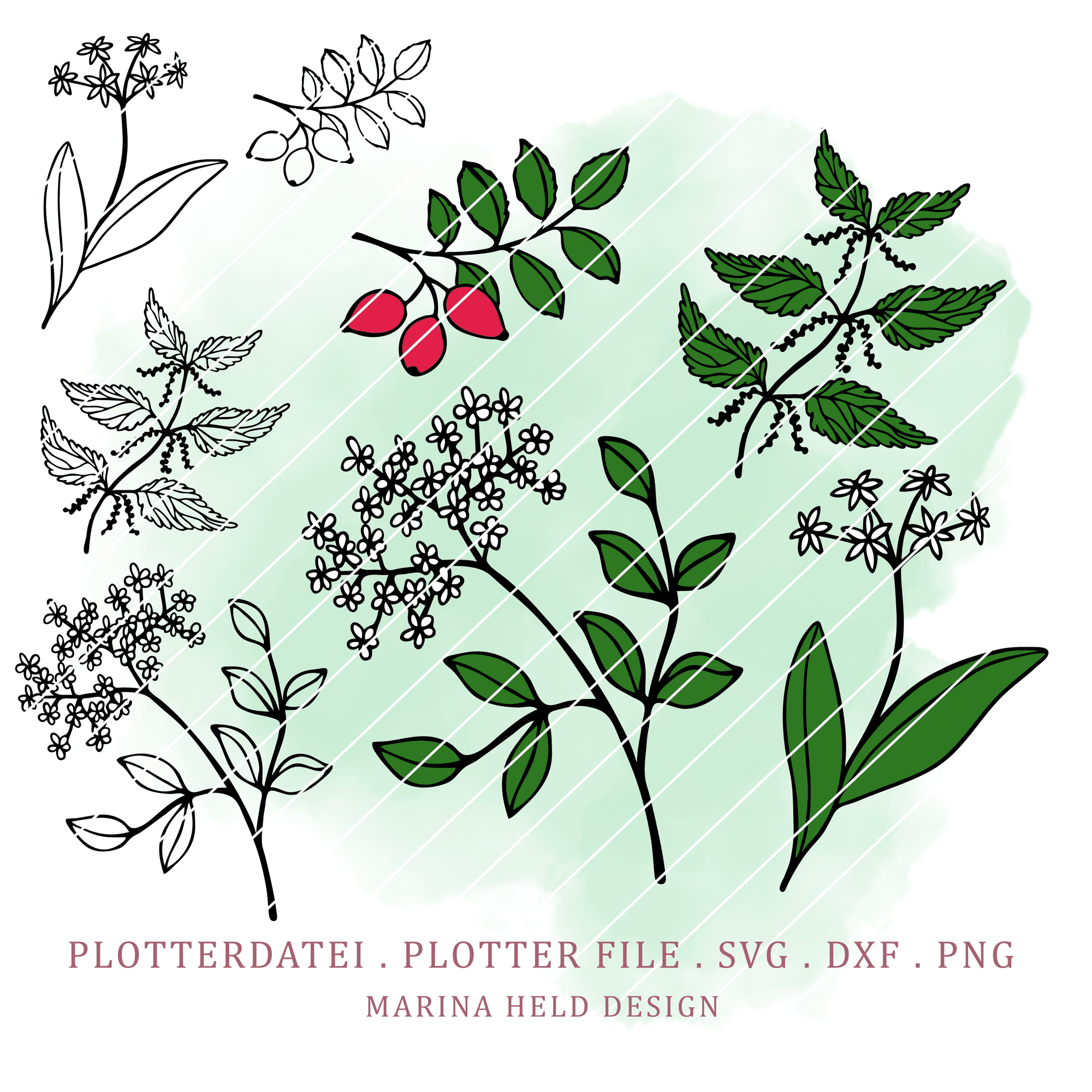 Plotterdatei Waldgrün 4 Designs - Sewando