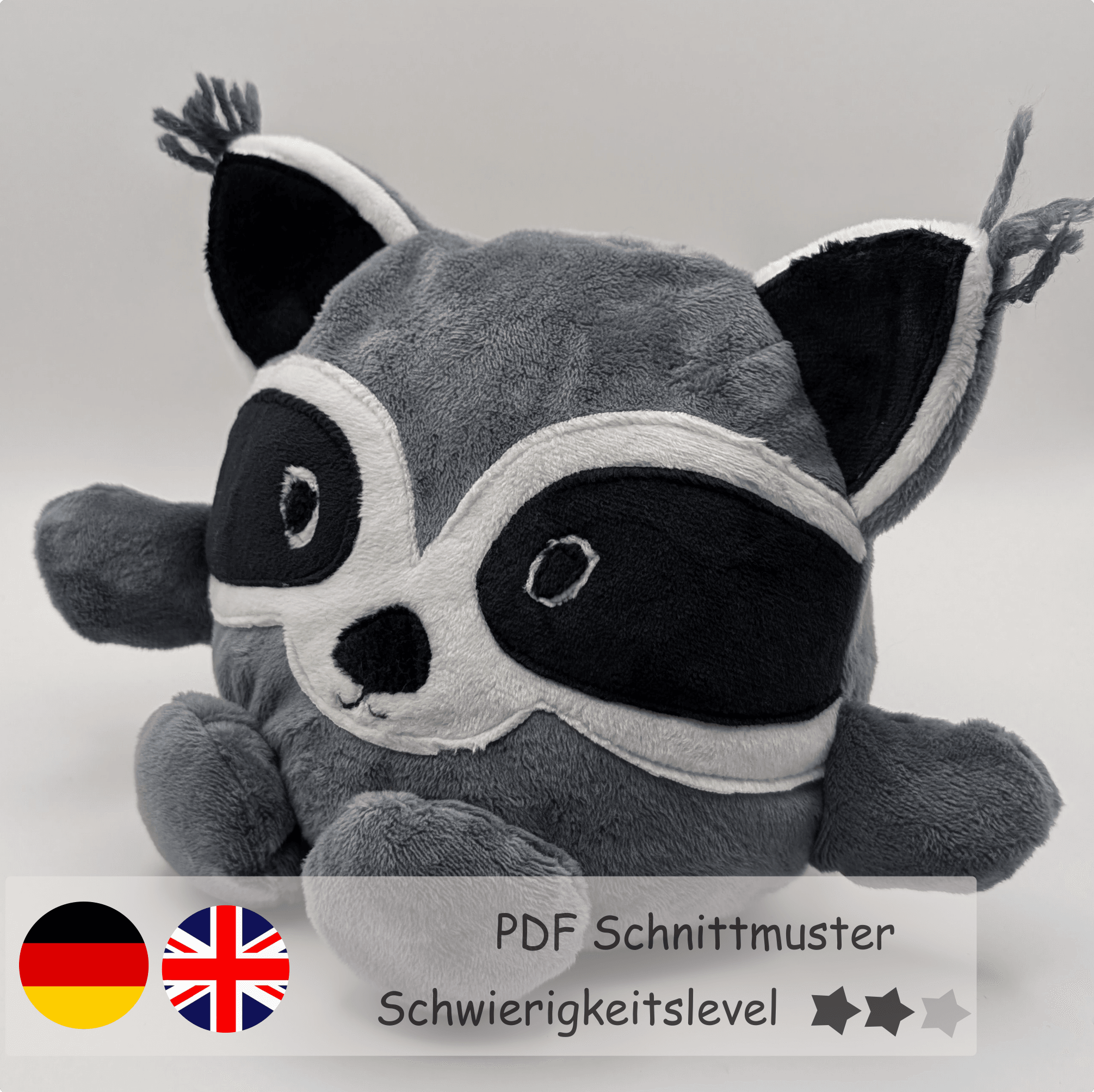 Wendekuscheltier Krempeltierseite Waschbär Level 2 - Nähanleitung und Schnittmuster - Sewando