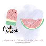 Plotterdatei Wassermelone und Eis 2 Designs - Sewando
