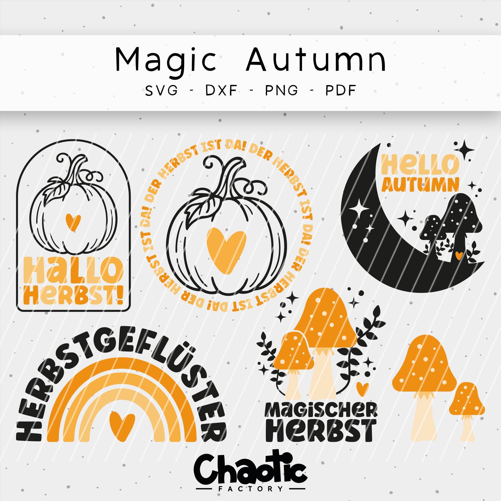 Plotterdatei Magic Autumn Herbst Kürbis Pilze - Sewando