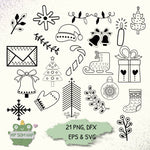Weihnachts-Doodle Plotterdateien - 21 Motive als SVG, PNG, EPS & DXF für Cricut & Silhouette - Sewando